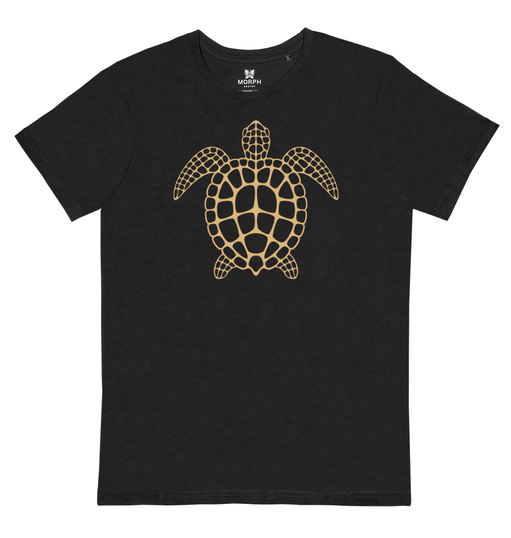 MORPH T-shirt unisex, sort, guld skildpadde